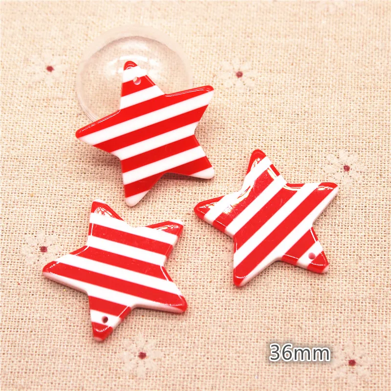 10 Pcs 36 Mm Mix Kleuren Hars Strip Star Plaksteen Cabochon Diy Home Decoratie Ambachtelijke Scapbooking/Sieraden Accessoires