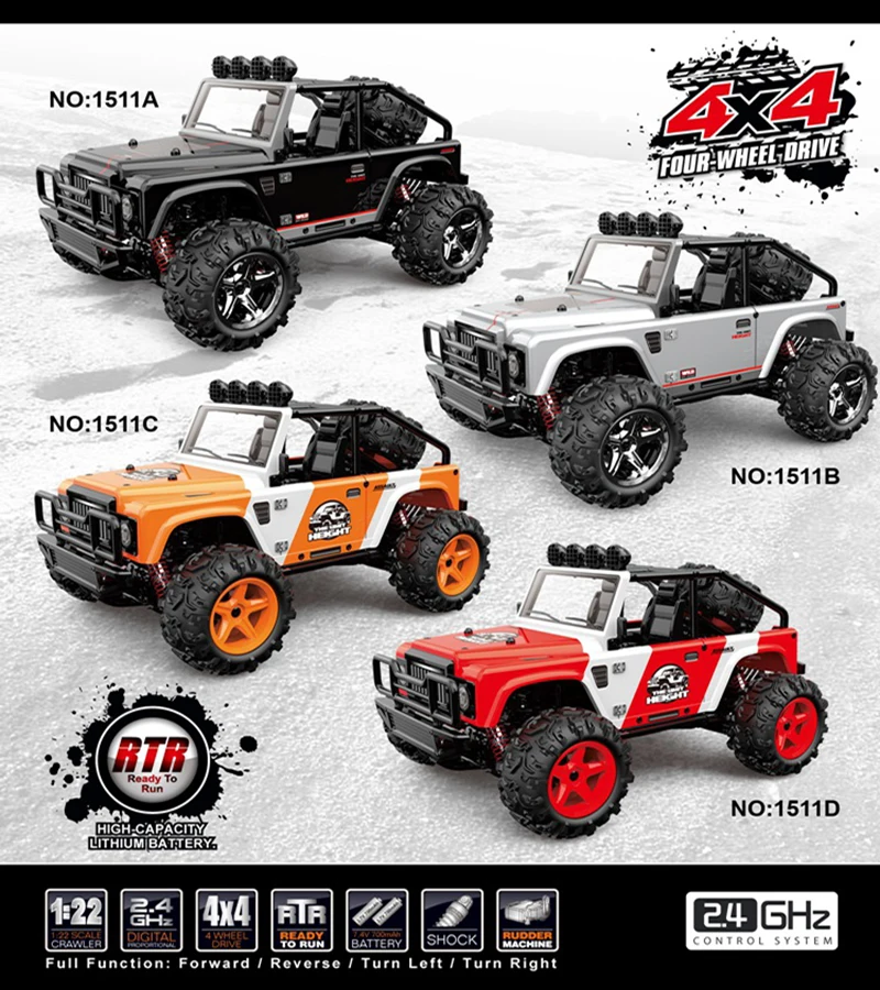 Full Scale 1/22 R/C Racing Desert Off Road Car 2.4G 4WD Electric Remote Control Drifting High Speed Vehicle Toys Gift For Boys