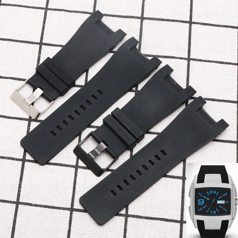 Notch wrist strap for Diesel DZ1216|1273|4246 watchband silicon water proof Dedicated bracelet 32*17mm black watch band