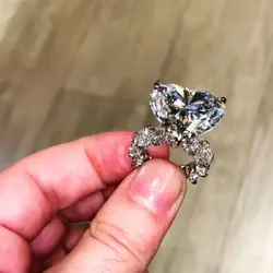 Size 5-10 Classic Engagement Ring Heart Shape AAAAA Cubic Zircon 925 Sterling Silver Party Promise Women Wedding Band Ring Gift
