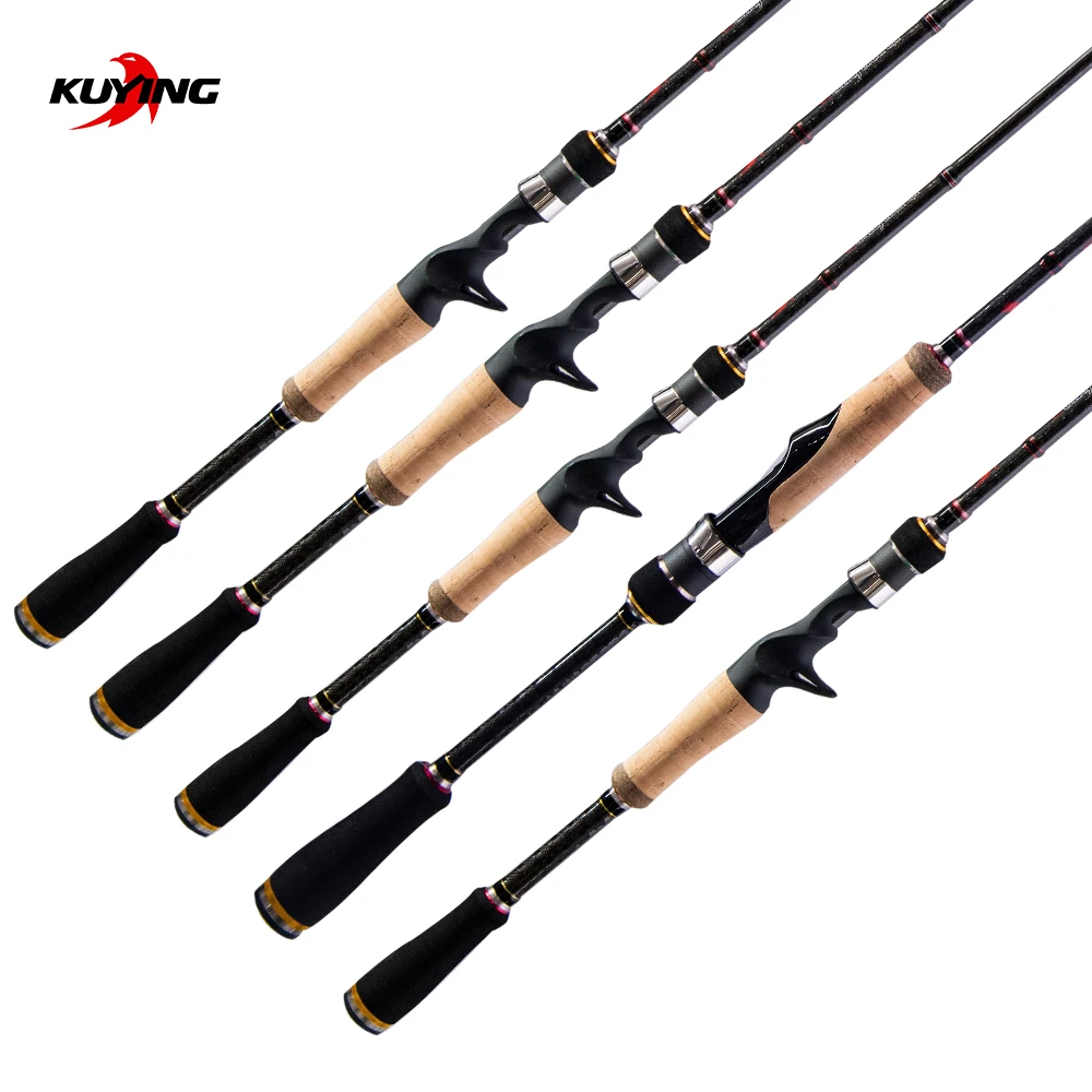 KUYING Conqueror 1.98m 2.0m 2.07m Fast Action Casting Spinning Fishing Lure Rod Carbon Stick Cane Pole 2 Sections Bass Master