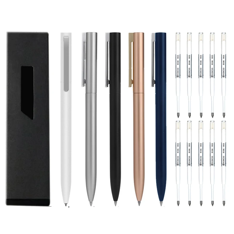 Stylo à Gel rotatif en métal avec recharges pour Xiaomi, en alliage d'aluminium, bureau, écriture lisse de 0.5MM