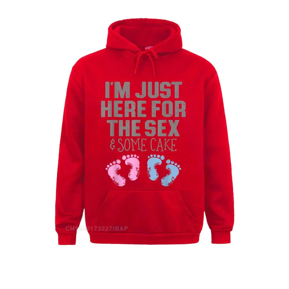 I'm Just Here For The Sex And Some Cake Gender Reveal Shirt Young On Sale Printing Hoodies Sweatshirts Leisure Long Sleeve Hoods