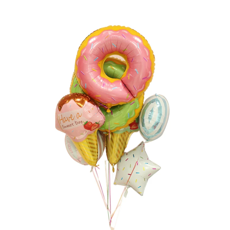 40 inch Donut Number Foil Balloons Fruit ice cream Helium balloon Birthday party decorations Kids toy Sweet Number Ballon shower
