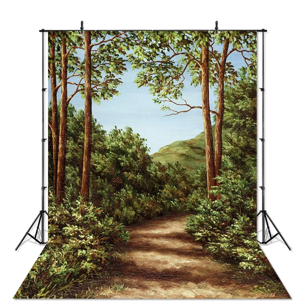 

Forest Photography Background Spring Wood Backdrop Oil Painting Style Children Backdrops for Photo Studio