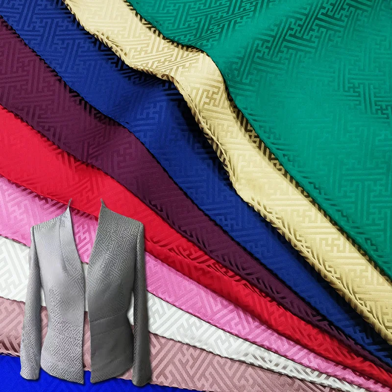 100% Real Silk  Jacquard Brocade Cloth  fabric Texture Cheongsam Satin China Antique Style Chinese Clothing Tibetan Robe/0.5m