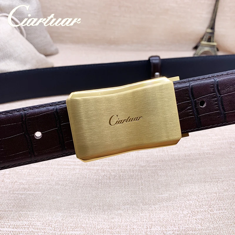 2023 ciartuar new design belt high quality for men women unisex genuine leather first layer luxry gold buckle free shipping