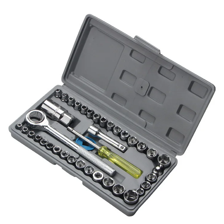 40 PCS Automobile Motorcycle Repair Tool Box Precision Socket Car Wrench Set Sleeve Screwdriver Kit Auto Car Repair Tool Kit