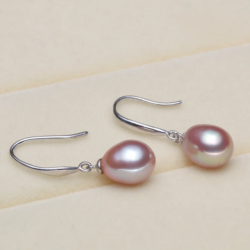 Real 925 Sterling Silver Pearl Earrings Natural Freshwater Pearl Drop Earrings For Women  Jewelry Birthday Gift