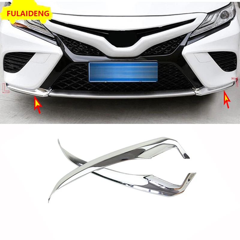 2pcs For Toyota Camry Sports XSE V6,XSE, SE 2018 ABS Chrome Front Bumper Front Lip Corner Decoration Cover Trim Car Styling