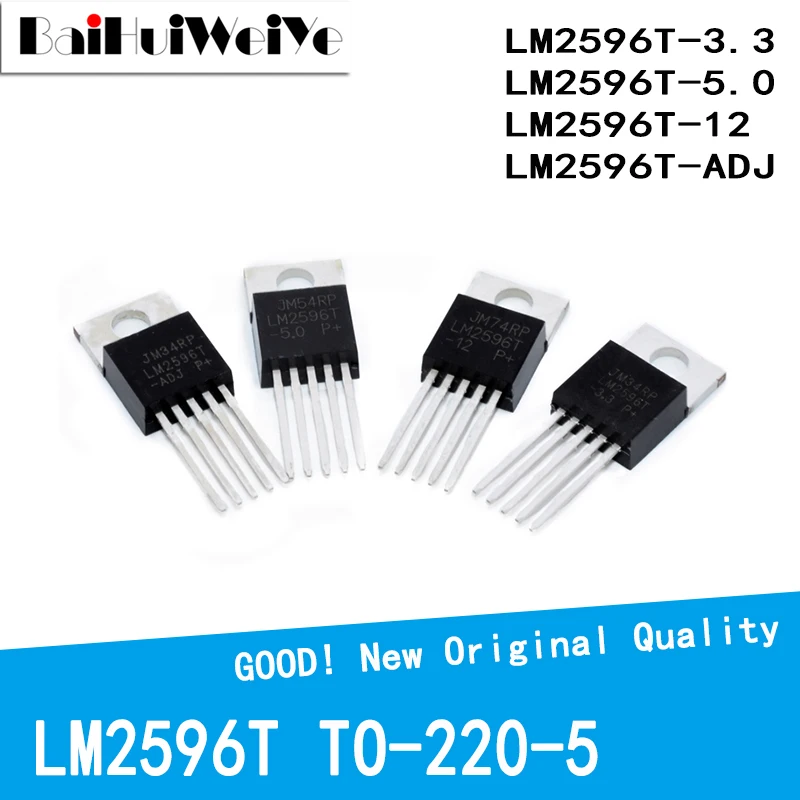 10PCS/LOT LM2596T-3.3 LM2596T-5.0 LM2596T-12 LM2596T-ADJ LM2596T LM2596 TO220-5 TO220 Three Side Switch Output Voltage Regulator