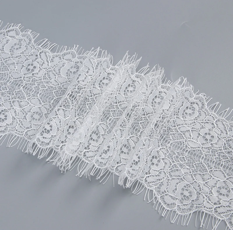 Classic Eyelash Lace Trim, Soft Floral Fabric, Crafts Sewing for Dress Making Decor, Black and White