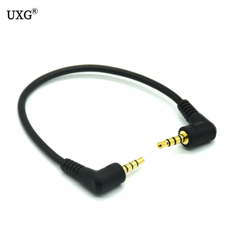 Câble Audio Stéréo AUX en PVC et Métal à Angle Droit de 3.5mm, 4 Pôles, Mâle vers 3.5mm, Résistant, 20cm, pour Voiture