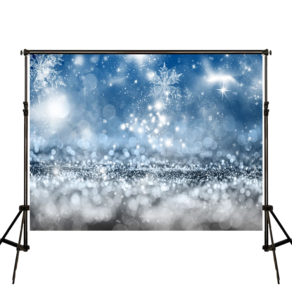 VinylBDS Winter Christmas Photography Backdrops Snowflake Light Photographic Backdrops  Washable Microfiber Snow Photo