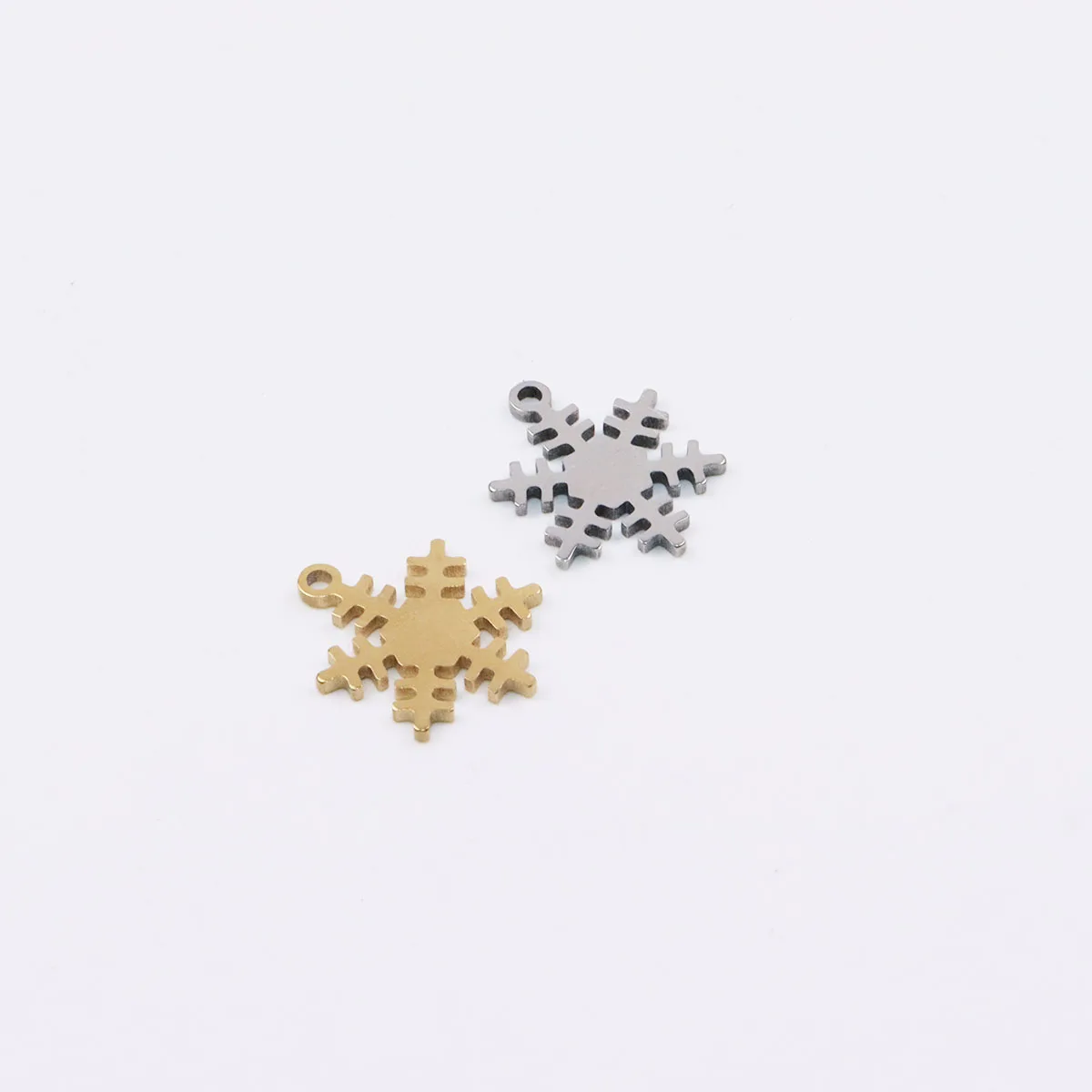 10pcs 10mm Wholesale Stainless Steel High Quality Polish Snowflake Charms Pendant DIY Necklace Bracelets Unfading Colorless