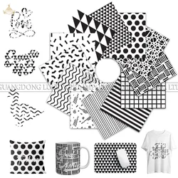 Lucky Goddness geometry Infusible Transfer Ink Sheet 12x10 IN Black & white Sublimation Transfer Ink for Mug Press T-Shirts Bags