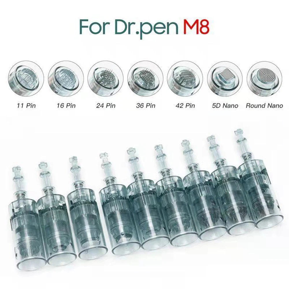 20 Pcs Ultima Dr.pen M8 Needles Cartridges 11 16 24 42 Pin 5D Round Nano Dermapen Dr pen Derma M8 Bayonet Needle Replacement Tip