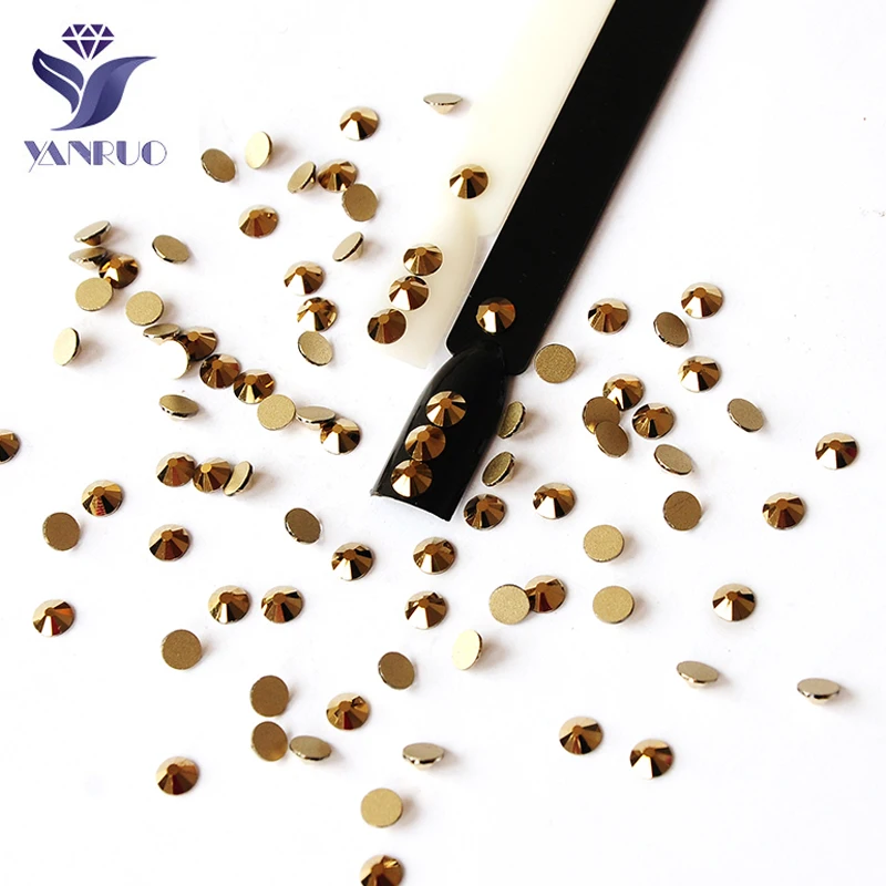 Yanruo Aurum All Sizes 2000NoHF Rhinestones Flatback Crystal Strass DIY Design Accessories For Nail Art Glitter Decorations