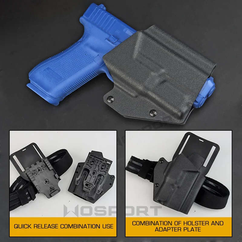 Tactical Kydex Gun Holster Adapter To XC1 Light For Glock 17 19 19x 45 Airsoft Pistol Holster Accessory Thigh Quick Release