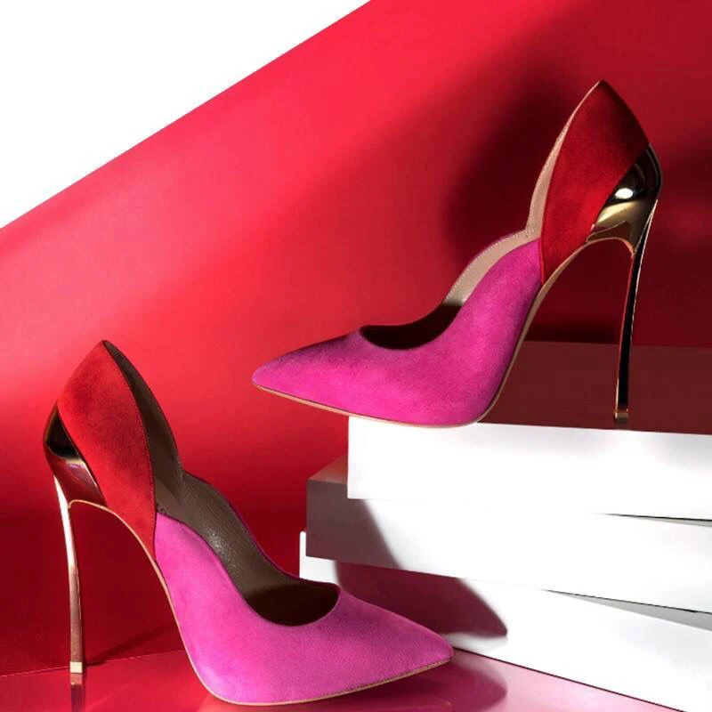 

2021 Summer Shoes Woman New Suede Pointed High Heels Thin Heel Sexy Color Matching Night Show Women's Single Shoes Sandalias