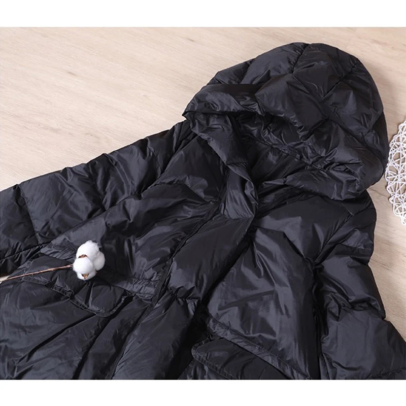 Winter Fashion Oversize Duck Down Coat Women Hooded Warm Thick Jackets Black Autumn Pocket Casual Parkas