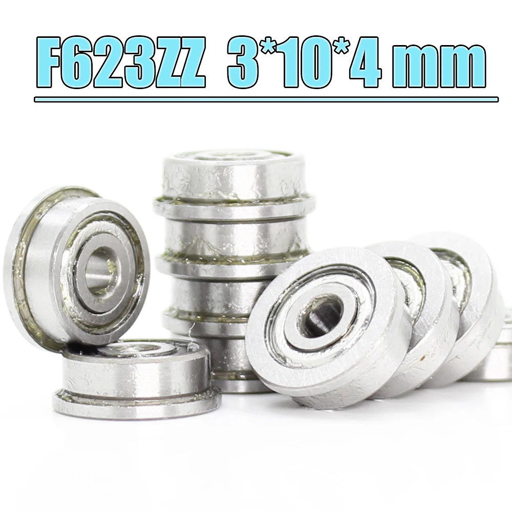 

F623ZZ Flange Bearing 3x10x4 mm ABEC-1 ( 10 PCS ) Flanged F623 Z ZZ Ball Bearings