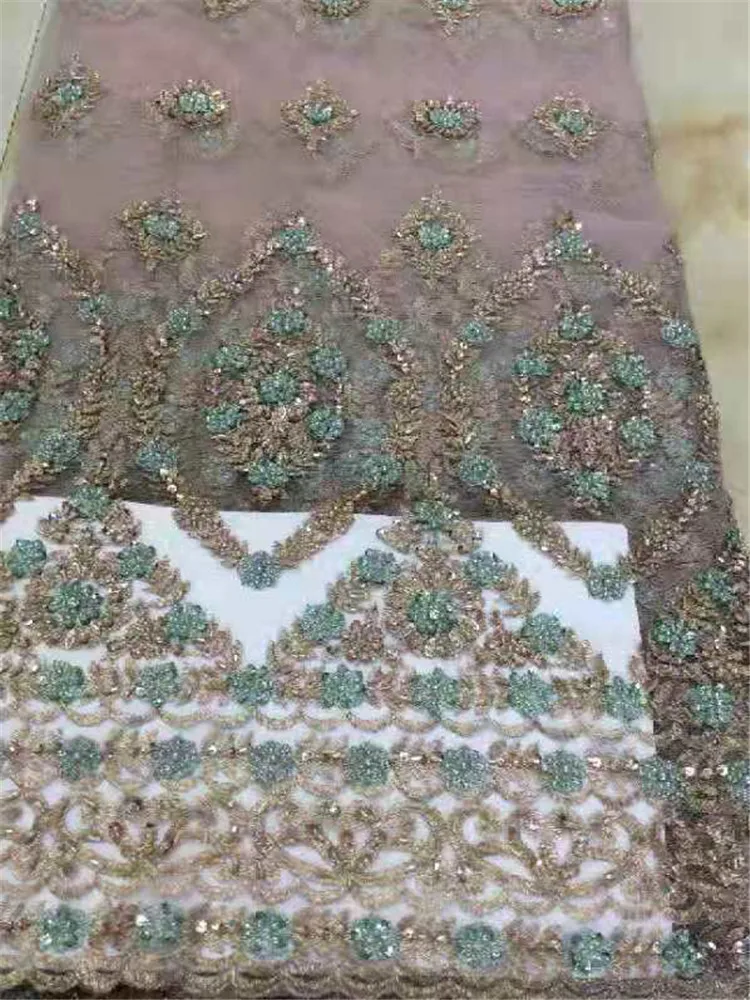 3Types handmade full stones embroidery French mesh African lace Nigeria lace suitable for high-end Evening dress wedding fabric