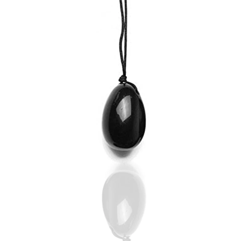 Yoni-huevo de obsidiana para mujer, palo de piedras de masaje con cuerda, huevos de entrenamiento muscular para ejercicio de salud, piedra de masaje