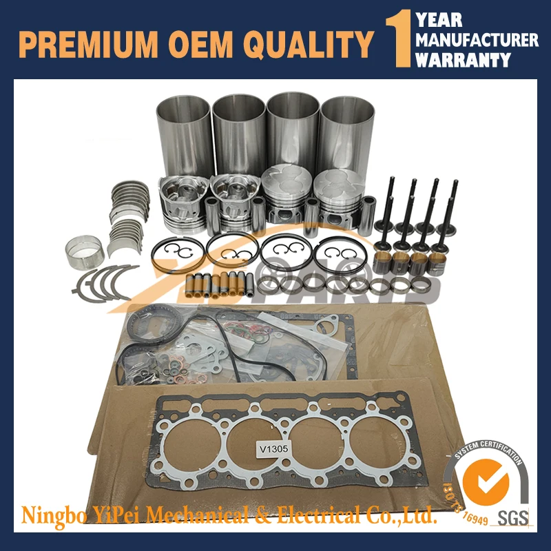 

V1305 Overhaul rebuild kit For Kubota diesel engine parts V1305-B repair kit liner kit + bearings + full gasket set