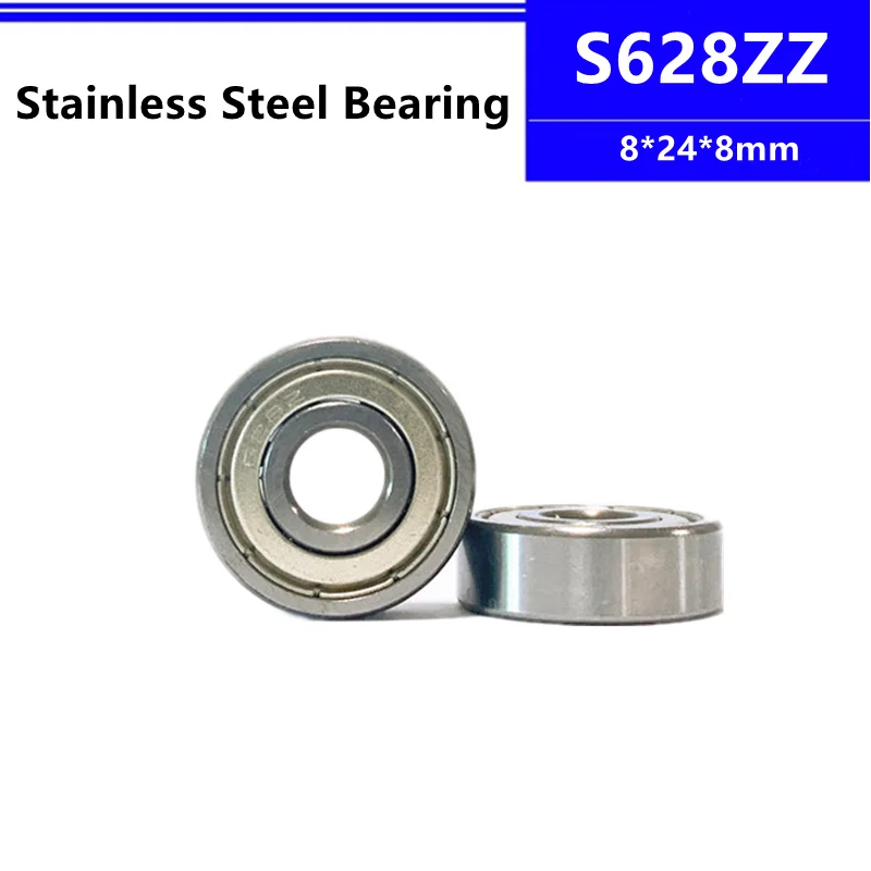 

10/50pcs S628ZZ 8*24*8mm Stainless Steel Deep Groove Ball Bearing 8x24x8mm SB628ZZ S628 S628-2Z