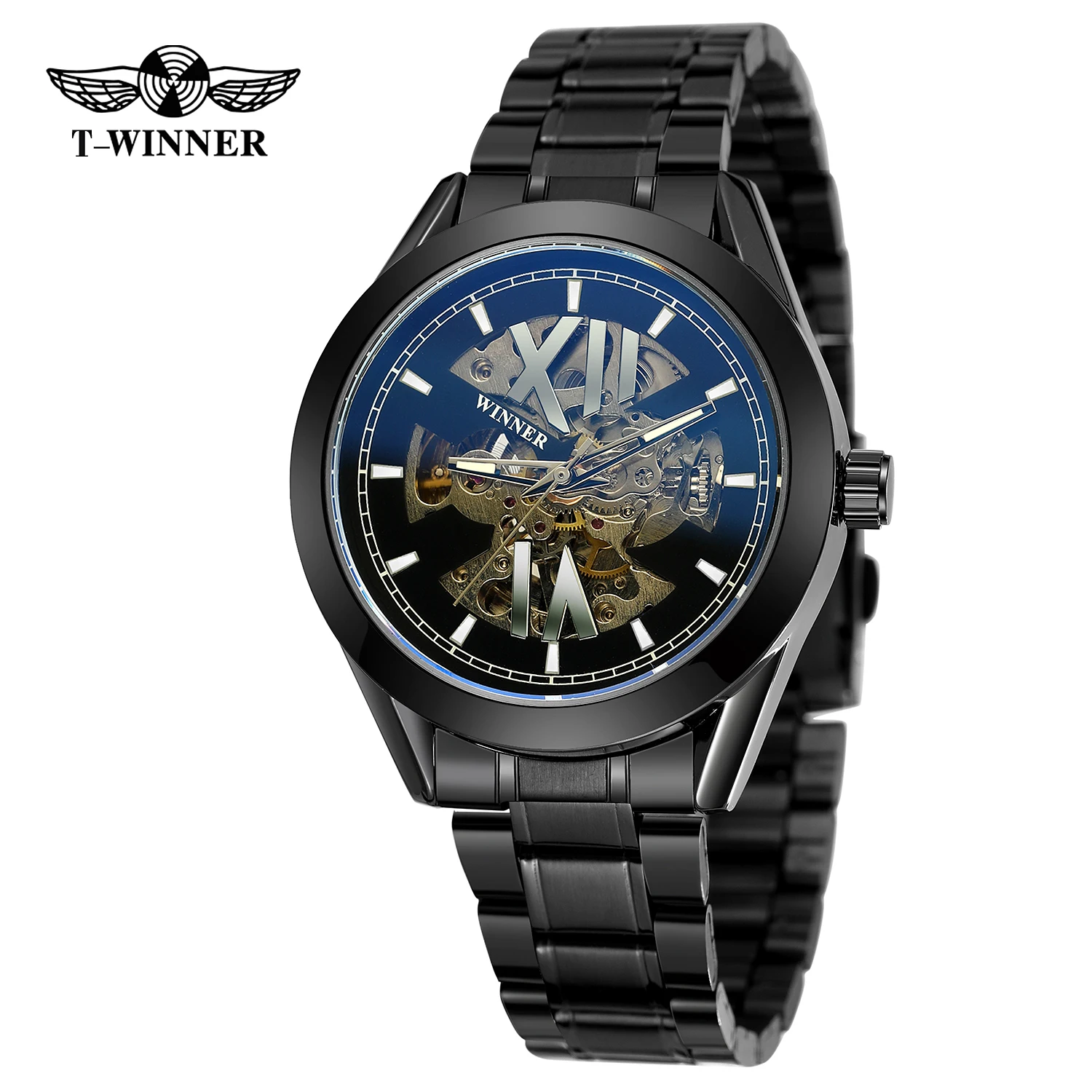 

T-Winner Men's Leisure Round Dial Mechanical Watch Automatic Mechanical Watch Mechanical Wristwatch Steel Band