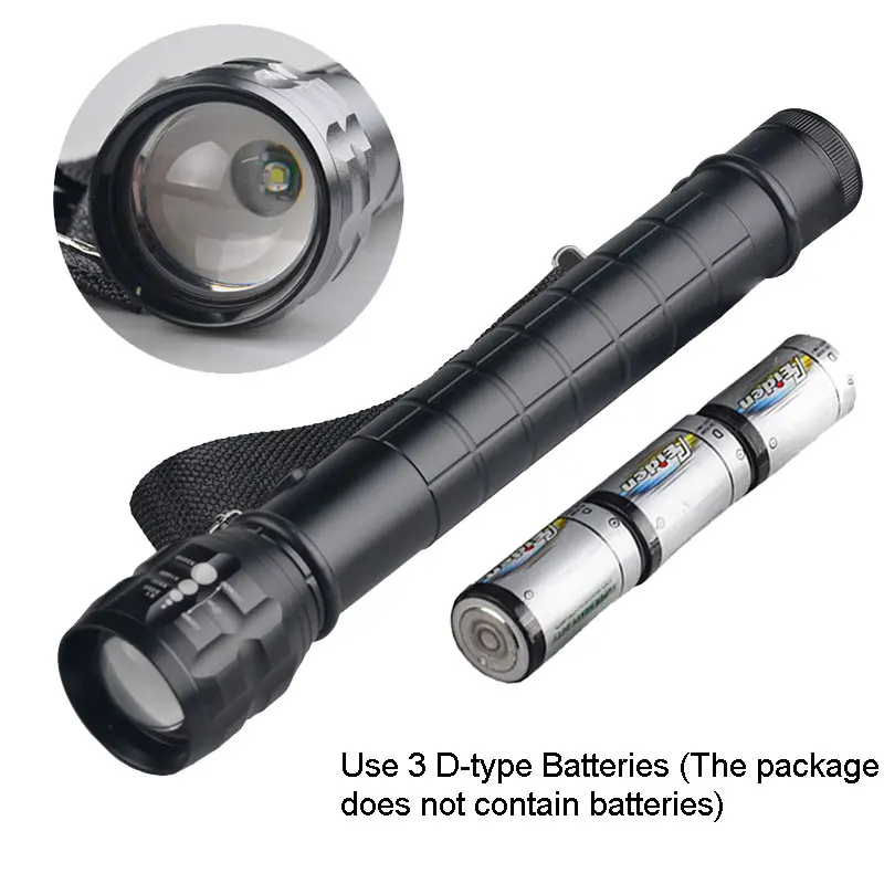 TMWT Heavy Duty Big Torch Light XP-E Q5 LED Photo Lamp D Size Battery Metal Reflector Zoom Lantern Flashlight Torch