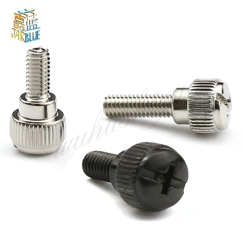 M4 M5 M6 Black Silvery Phillips Head Thumb Screw Bolt Thumbscrew for PC Computer Case Cover Power Supply PCI Slots DIY Toolless