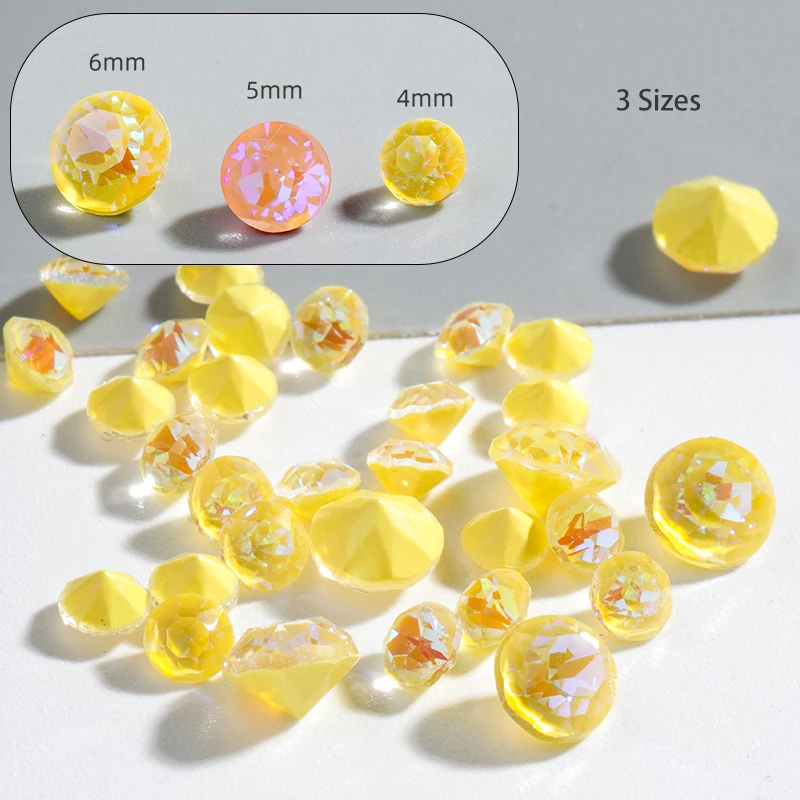 XiChuan 50Pcs 4/5/6mm Pointback Gem Nail Art Rhinestone Glue On Nail Glass Crystal Beads For DIY Nail Accessories Jewelry Making