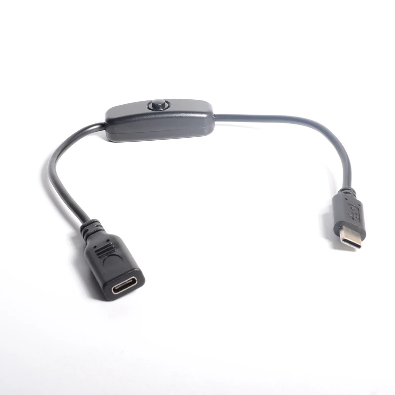 

Кабель USB C, 25 см, удлинительный кабель USB типа C «папа-мама», черный, с кабелем переключателя ВКЛ-ВЫКЛ