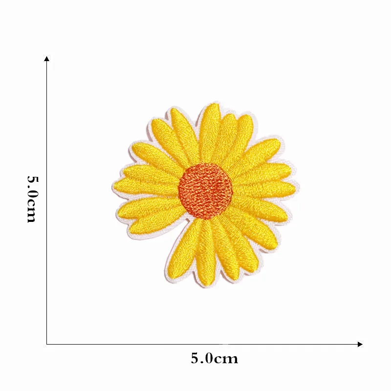 White pink purple Sunflower Daisy Flower Embroidered Iron On Patches for Clothes Dress Jacket Jeans Stickers DIY Patches