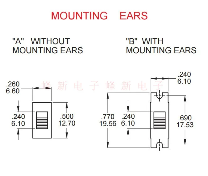2Pcs 2-speed 3-pin toggle switch, single-row vertical sliding switch power supply, silver contact copper feet