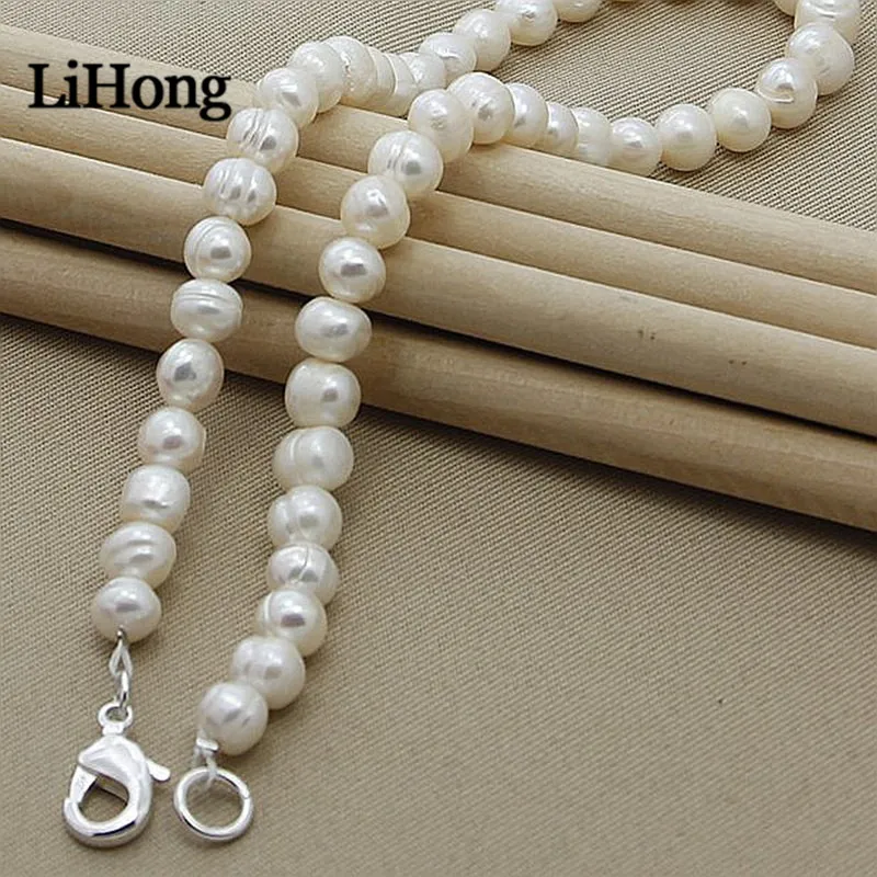 New 925 Silver Buckle Natural Freshwater Pearl Necklace For Woman Wedding Gift High Jewelry