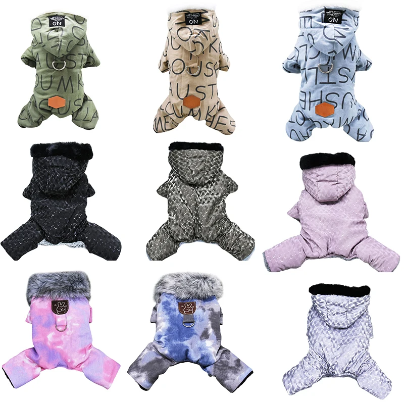 Winter Warm Pet Jumpsuit Clothes Pet Hooded Four Legged Clothing for Chihuahua Yorkies Pet Puppy Dog Padded Coats Dogs Apparel