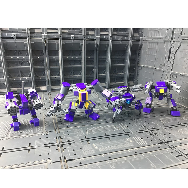 4PCS Robot Model Dolls Boys Toys Mecha Warrior Building Blocks Action Figure Kits Toys For Children Assemble Anime Figure