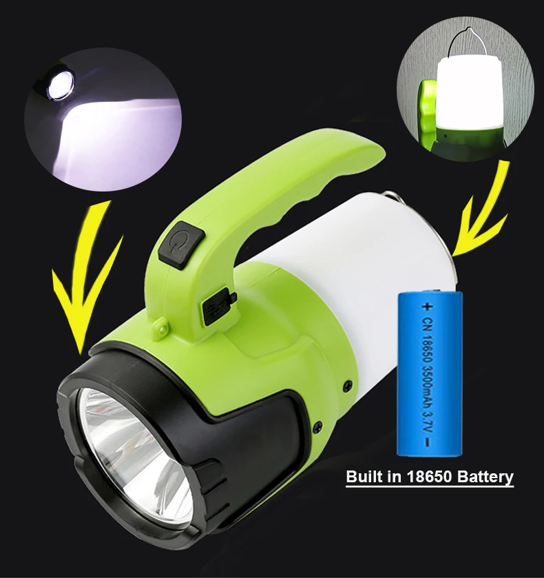 High Power 200W Portable Work Light Waterproof Work Lamp USB Rechargeable Camping Light Built-in Battery Flashlight Torch