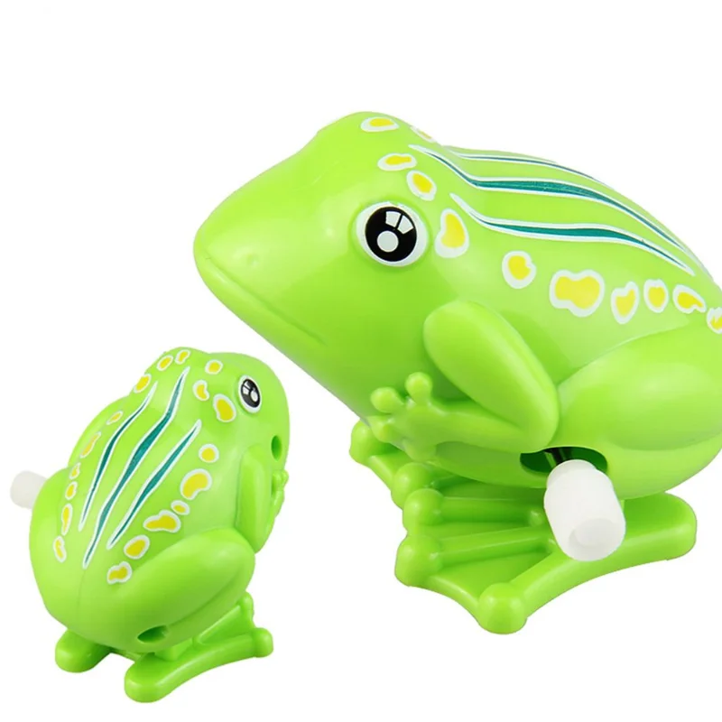 Children Lovely Cute Green Color Jumping Frog Clockwork Toy for Kids Plastic Classic Wind Up Toy for Above 3 Years Old Kids