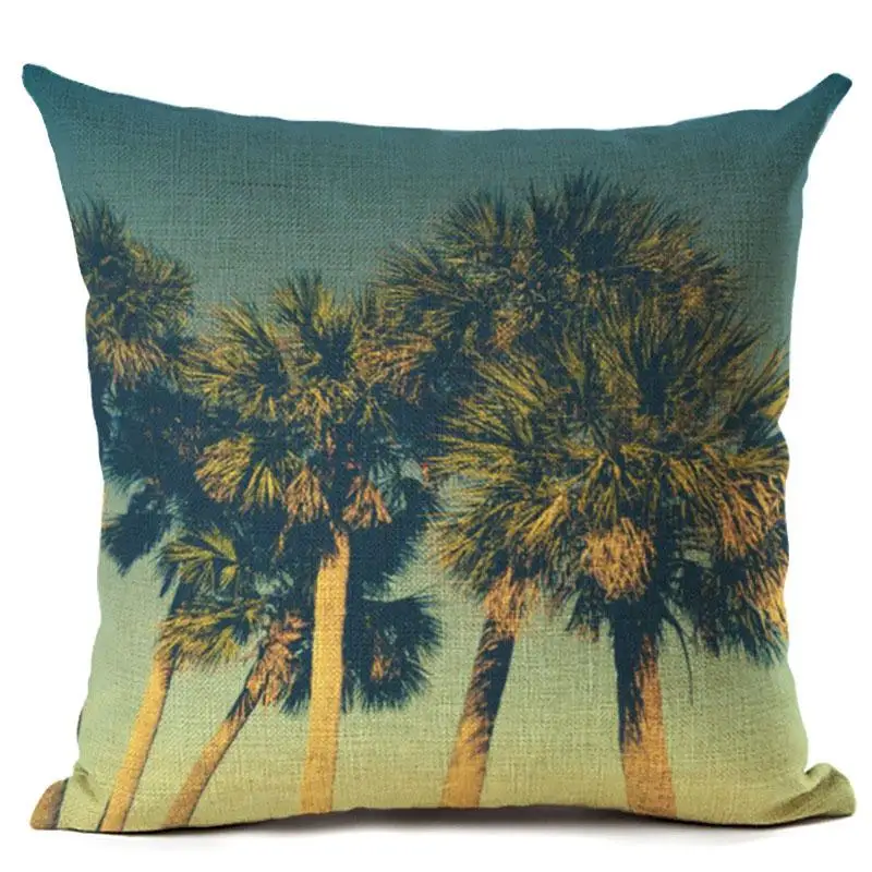 Tropical Plant Tree Cushion Cover Cotton Linen Decorative Pillowcase For Sofa Coconut Tree Pillow Case kussensloop almohada