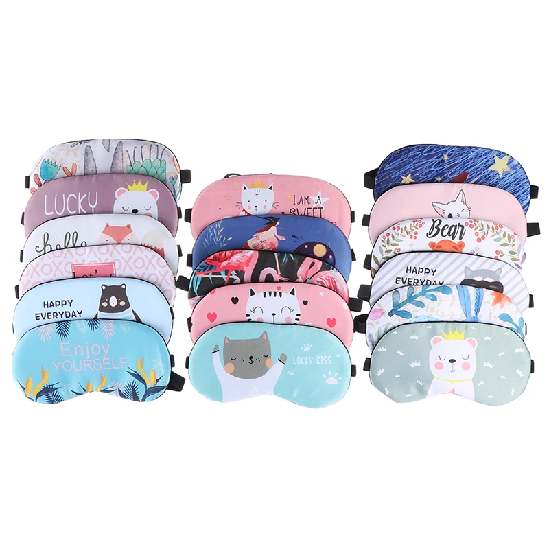 Cute Sleeping Mask Cotton Cartoon Eyepatch Funny Anime Travel Sleep Mask Eye Cover Relax Eye Band Sleeping Aid Kids Blindfolds