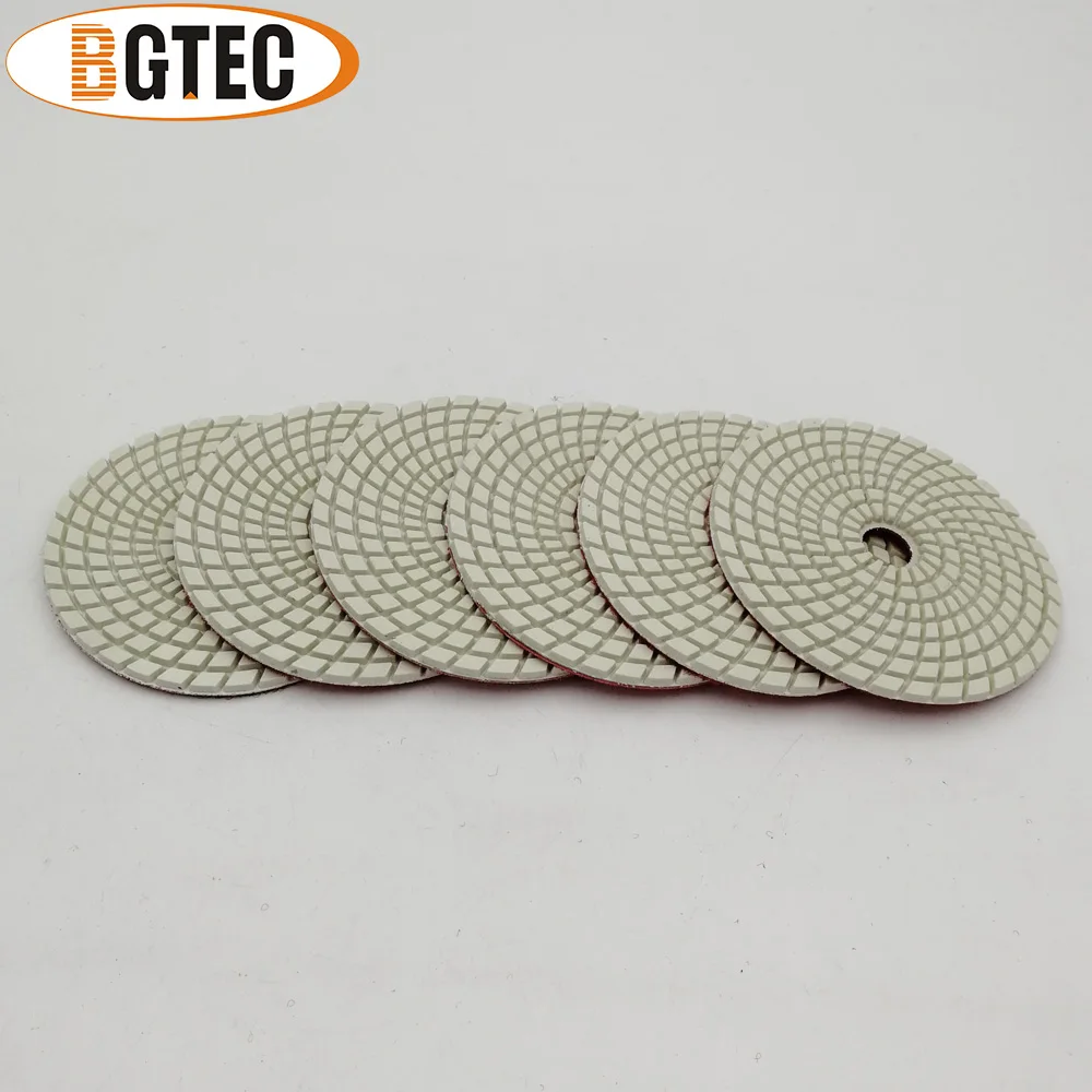 BGTEC 4inch 6pcs #400 Professional diamond flexible polishing pads 100mm grinding disc granite, marble, ceramic