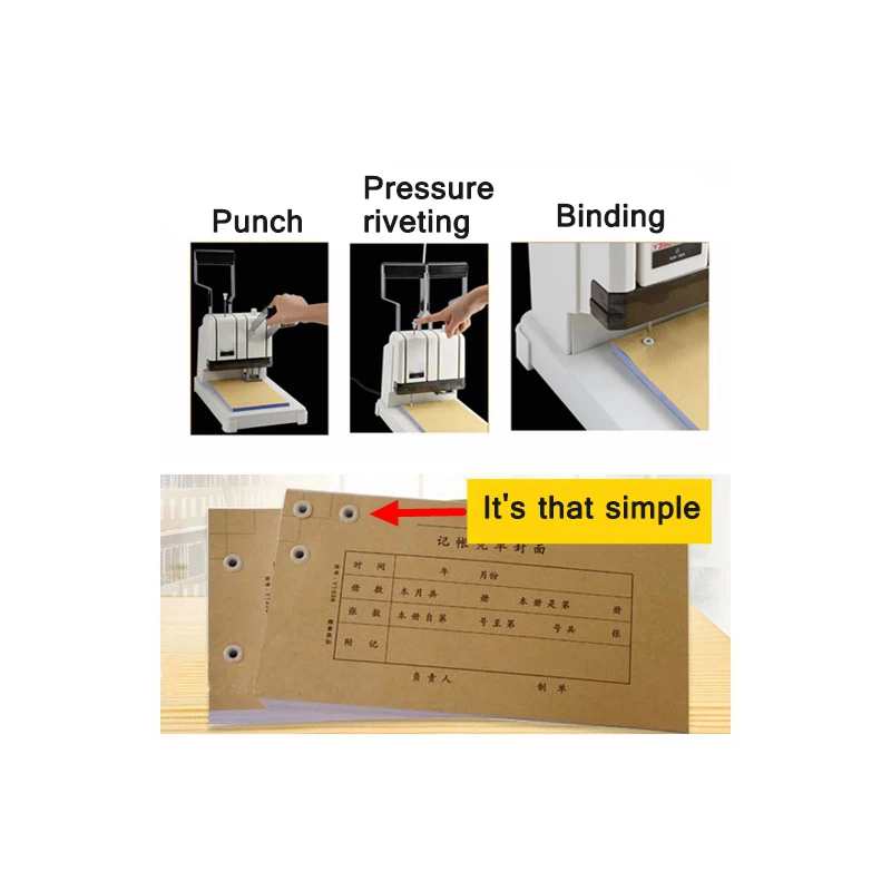 Binding Machine Financial Manual Punching Automatic Hot-Melt Riveting Pipe Double-Arm Labor Saving Punching And Binding Machine