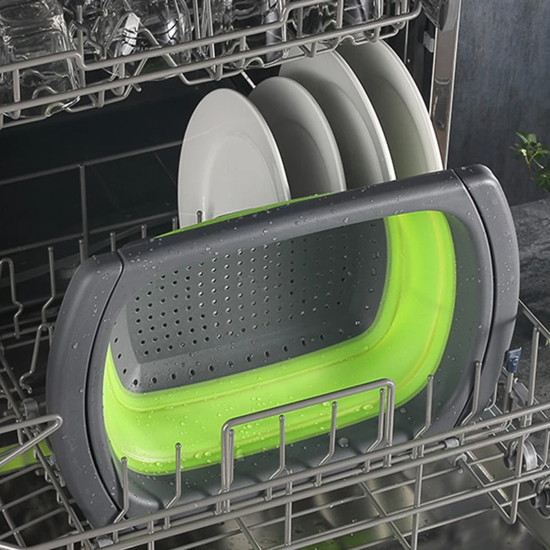 Foldable Colander Drain Folding Baskets Collapsible Kitchen Silicone Strainer Noodles Fruit Vegetable Washing Strainers Bowls