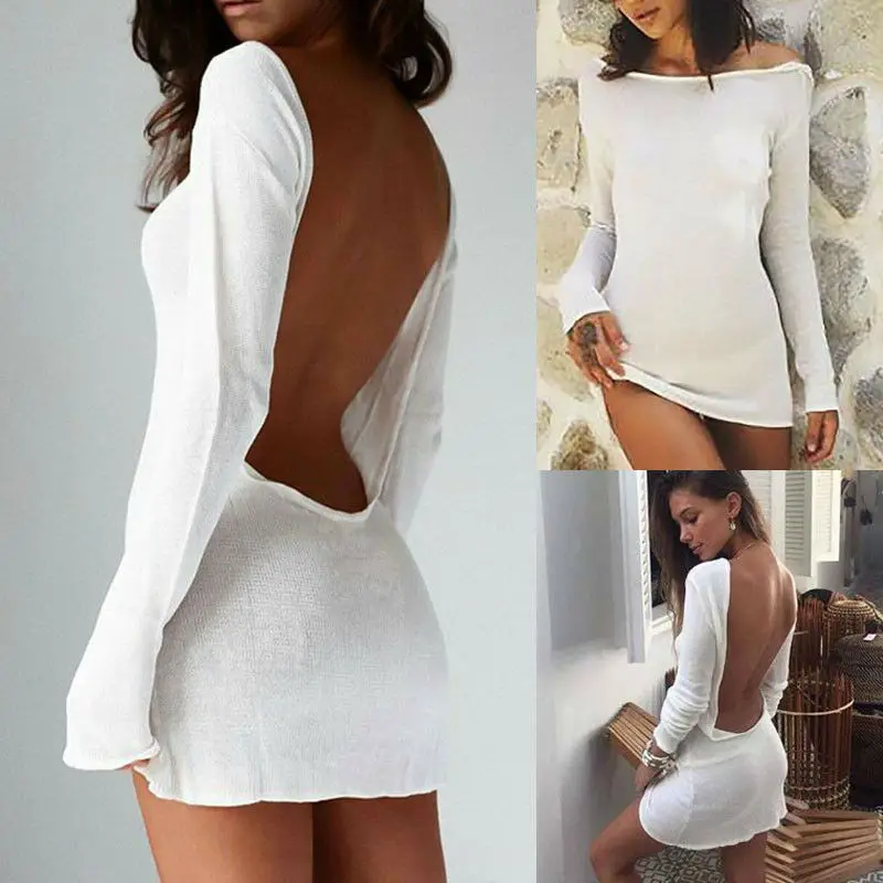 Sexy Solid White beach cover up sarong summer bikini cover-ups pareo beach dress Mesh Backless Mini Dress