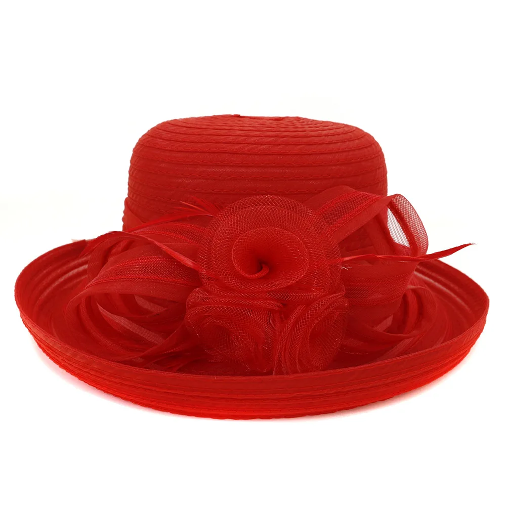 

X145 Adult Organza Hat Ladies' Sun Visor Hat Fisherman Cap Organza Brim Sun Hats Wide Brim Wedding Church Fascinator Hats