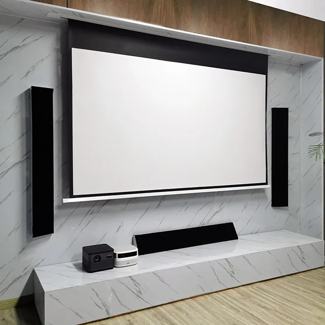 THMFGH 80-150 "In-Decke Montiert Elektrische/Motorisierte Projektion/Projektor Bildschirm mit Fiberglas matte weiß für Heimkino – Detail 9